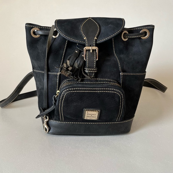 Dooney & Bourke Handbags - Dooney & Bourke Vintage Backpack Purse Black Suede Leather